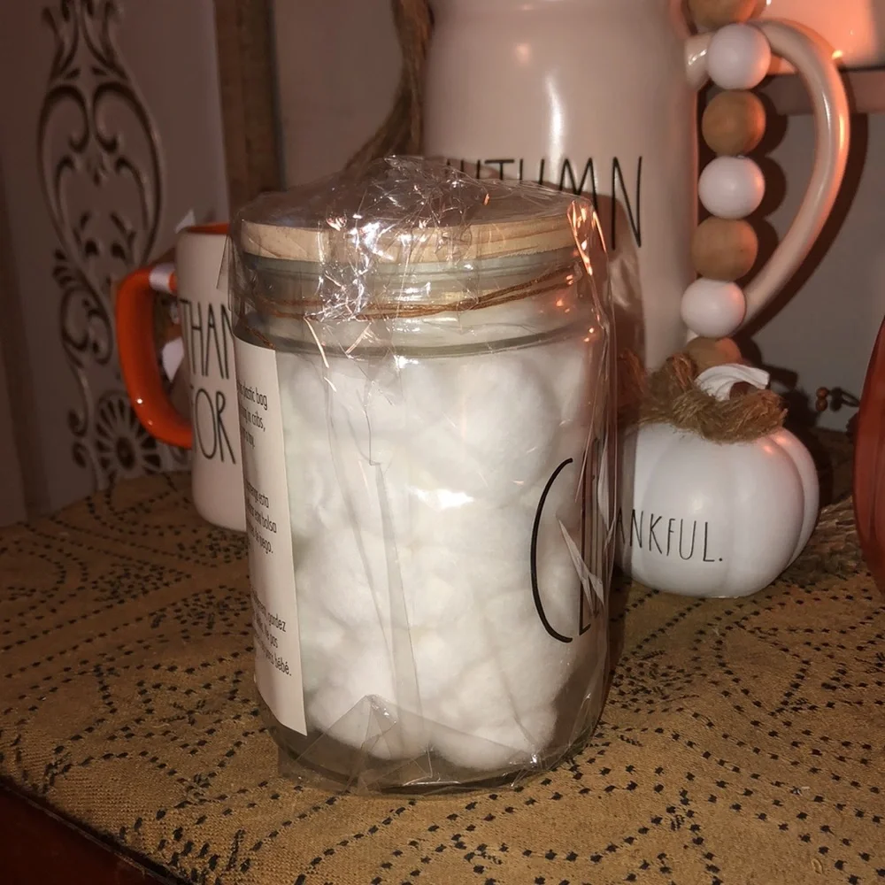 Rae Dunn CLEAN 60 Cotton Balls In Jar